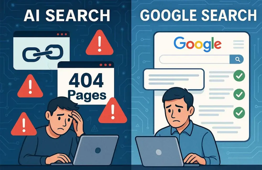 AI Search Shows Higher 404 Pages Compared to Google