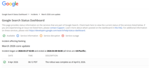 Updated Dashboard of Google March 2026 Core Update