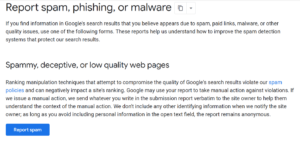 Screenshot of Google spam manual action update