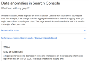 Google Discover report bug